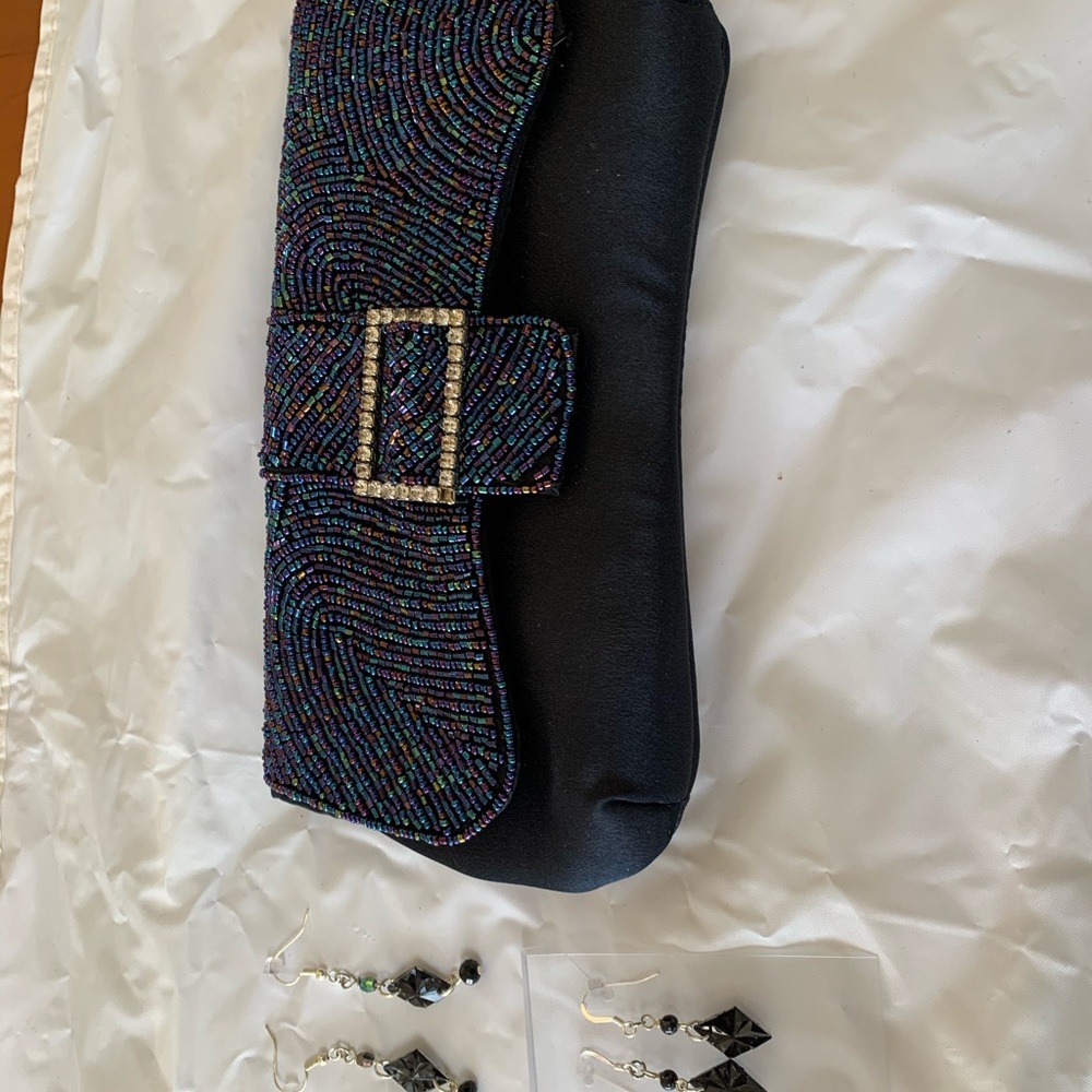 Formal Hand-beaded Navy Blue Gown - Picture 6 of 8
